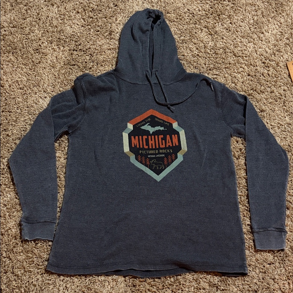 Michigan Pictured Rocks Hooded Pullover Sweatshirt - Charcoal Gray size Men’s L